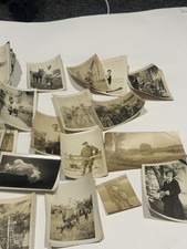 Vintage 1925-40s Snapshot Photo Lot People Dogs Horses Motorcycle Beach B/W picture