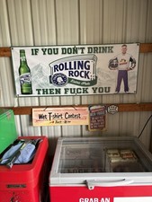 Rolling Rock Banner 20x50 Beer Banner Man Cave Decor Garage Wall Flag Bar Decor picture