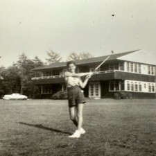 VTG Photo Snapshot 1960s Golfing Golf Club Pretty Girl MCM House Americana picture