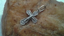 VTG/ANTIQUE SOLID STERLING SILVER SMALL ORTHODOX CROSS CRUCIFIX 
