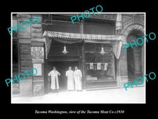 OLD LARGE HISTORIC PHOTO OF TACOMA WASHINGTON THE TACOMA MEAT Co STORE c1910 picture