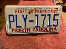 2019 North Carolina NC License Plate PLY 1715