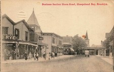 1916 NEW YORK POSTCARD: FRUIT MARKET SHORE ROAD, SHEEPSHEAD BAY BROOKLYN, NY picture