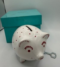 TIFFANY & CO. Pink Polka Dot Piggy Bank with Key And Box picture