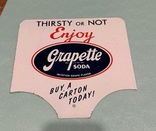 Grapette Soda Thirsty Or Not Enjoy 2 Sided Painted Metal Rack Paddle Sign picture