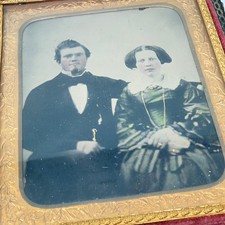 1/6th Plate Ambrotype Seated Couple Tinted Union Case picture