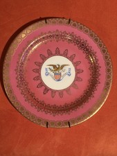 Antique Fine Porcelain Cabinet Plate Depicting The Great Seal Of The USA.10”Diam picture