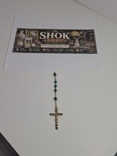 Vintage Catholic Irish Saint Patrick Green Crystal Rosary Clover Crucifix picture