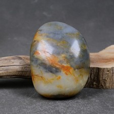 408G Certified 100% Hetian jade(Nephrite) Raw stone 和田玉青花原石 picture