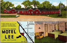 Motel Lee and Cottages Pontiac Michigan U.S. 24 Telegraph Road Postcard picture