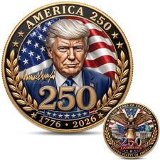 Trump America 250th Anniversary Challenge Coin, 1776-2026 Patriotic 1 Pack picture