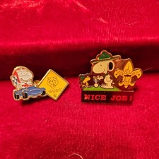 Vintage Boy Scouts Snoopy Hat Lapel Pin - Pinewood Derby - Camping Collectible picture