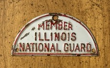 VINTAGE 1960s Member Illinois National Guard Metal License Plate Topper picture