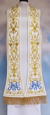 White Roman Stole Marian Embroidery Velvet Fabric picture