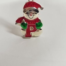 Vintage Silver Metal Snowman Monogram Initial
