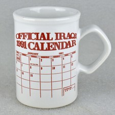Vintage 1991 Official Iraqi Calendar Novelty Mug R&N China Co Carrollton Ohio picture