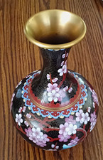 Vintage Chinese Cloisonne Enamel Vase Cherry Blossoms Shanghai Friendly Store picture