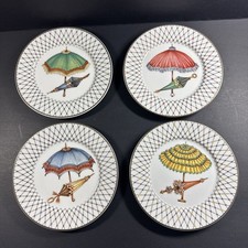 I. Godinger Email de Limoges Parasol Umbrella 7 3/8” Plates Hand Decrorated picture