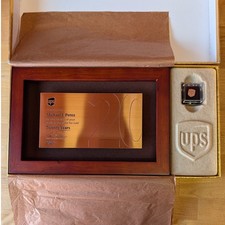 UPS 20 Year Service Award Plaque and Shield Logo Lapel Pin Set 2020 picture