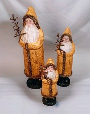 Vtg Ragon House Burlap Santa Figurines Set of 3 Primitive Folk Art Belsnickle  picture