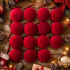 15 Pcs Red Velvet Christmas Ornaments, 2.65