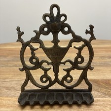 Vtg/Antique Moroccan Judaica Brass Hanukkah Menorah Jewish Oil Lamp Wall Stand picture