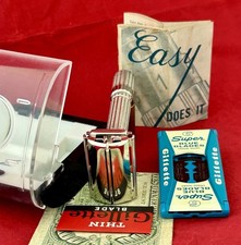 Vtg 1960 GILLETTE 195 Adjustable Fat Boy Safety Razor Complete Kit OUTSTANDING picture