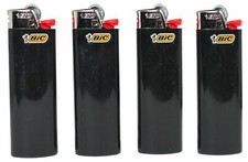 New Lot of 4 Bic Ebony Jet Black Full Size Lighters Regular Bic Size Lighters picture