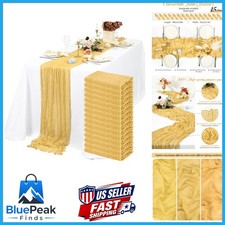 Lykoow 15 Packs Cheesecloth Table Runner Gold,10 Ft Rustic Gauze Boho Wedding picture