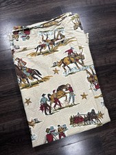 Vtg The Company Store Western Cowboy Standard Twin Flat Sheet Portugal CLEAN picture