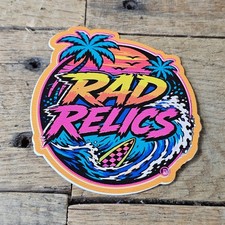 Rad Relics Retro Surf Wave Sunset Logo Sticker Decal 3