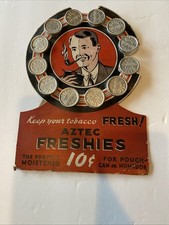 Vintage Aztec Freshies Tobacco Humidor Advertising Counter Display Tin Container picture