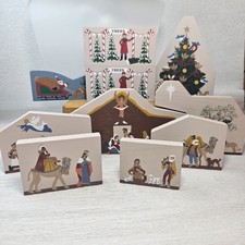 The Cats Meow 7 Pc Nativity Set Plus Santa Christmas Tree Decor Total 11 Pieces picture