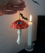 Red eyeball mushroom Amanita natural look woodland mushroom moss wreath... picture