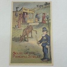 Vintage c1920s Scene On The Principal Street Reed City Comic Postcard Unposted picture