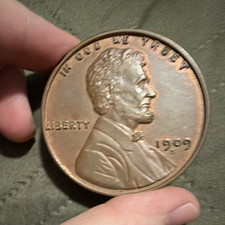 1909-S Lincoln Wheat Small Cent Lip Gloss Token Coral/Rose Copper RB picture