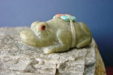 Rare Vintage Zuni Carved Serpentine Frog Fetish By Aaron & Thelma Sheche (d) picture