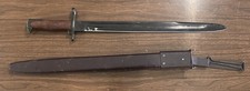 Original 1906 Rock Island Arsenal M1905 Bayonet w/ Leather Scabbard NICE picture
