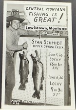 RPPC ~ Stan Schmidt 2 Large Trout Upper Spring Creek near Lewistown, Montana '66 picture