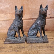 Vintage Chief of Police German Shepherd Cast Iron Copper/Bronze Bookends picture