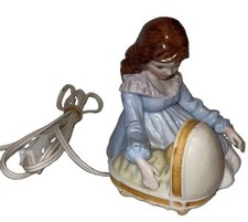 Cute Vintage Ceramic Nightlight Figurine Mother With Baby In Cradle  picture