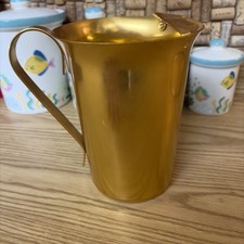 Vintage MCM Color Craft 1950s - 1960s Colorful Gold Aluminum Pitcher Ice Guard picture