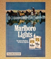 Marlboro Lights Mustang Horses River Crossing - Magazine Print Ads Poster 1982 picture