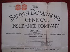 1914 SS Steam Ship YOLA? trip to Galveston Insurance Policy Document picture