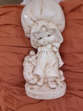 Vintage 60s/70s Bonnet Girl Ceramic Figurine Statue Bank Bernard picture
