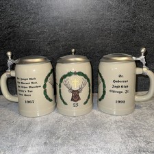 3 Vintage 1992 St Hubertus Jagd Klub Chicago Beer Stein 25th Anniversary German picture