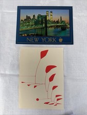 Big Red By Alexander Calder Vintage Postcard 1976 & Brooklyn Bridge, Twin Towers picture