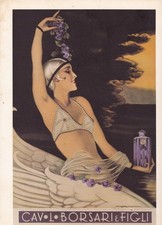 Rare Advertising Vintage Cardboard BORSARI VIOLETTA DI PARMA 1930 C. Nanni - Swan picture