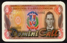 $5. DominiCall Pictures 5 Pesos Dominican Republic Banknote (Paper) Phone Card picture