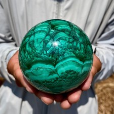 2.2LB Rare Natural Malachite quartz hand Carved sphere Crystal Healing picture